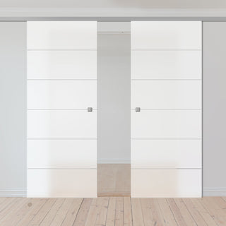 Image: Double Glass Sliding Door - Drem 8mm Obscure Glass - Obscure Printed Design - Planeo 60 Pro Kit