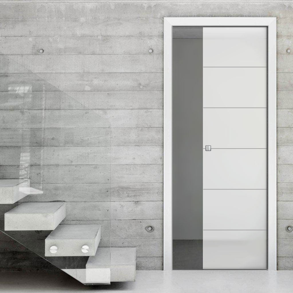 Drem 8mm Obscure Glass - Clear Printed Design - Single Evokit Glass Pocket Door