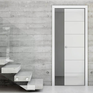 Image: Drem 8mm Obscure Glass - Clear Printed Design - Single Evokit Glass Pocket Door