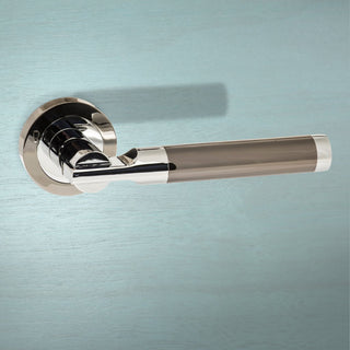 Image: Dakota Status Lever on Round Rose - Black Nickel -  Polished Chrome