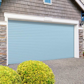 Image: Gliderol Electric Insulated Roller Garage Door from 3360 to 4290mm Wide - Duck Egg Blue