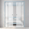 Duns 8mm Obscure Glass - Obscure Printed Design - Double Evokit Pocket Door