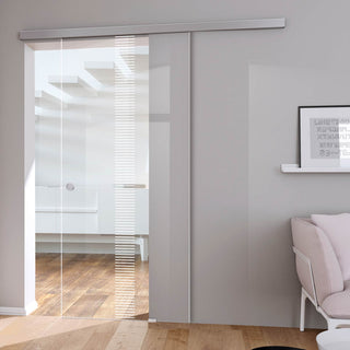 Image: Single Glass Sliding Door - Duns 8mm Clear Glass - Obscure Printed Design - Planeo 60 Pro Kit