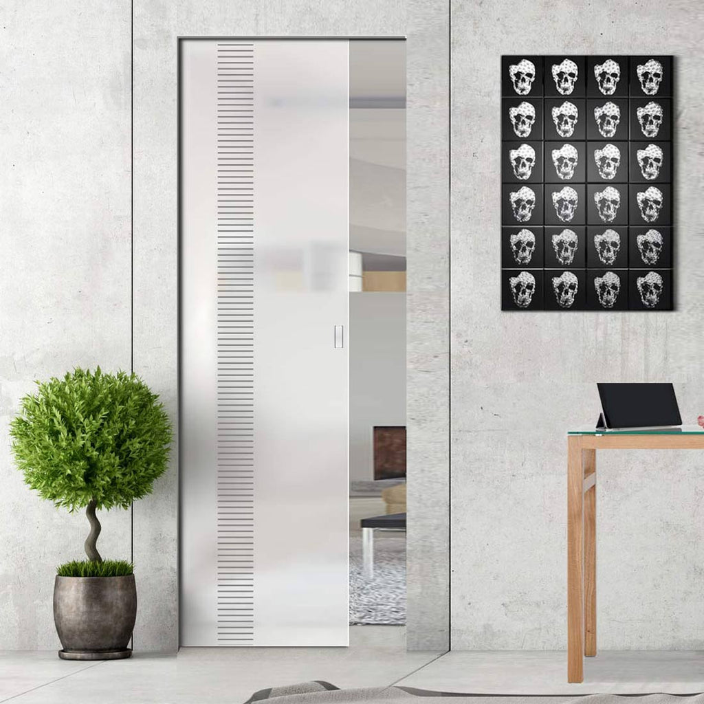 Duns 8mm Obscure Glass - Obscure Printed Design - Single Absolute Pocket Door