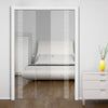 Duns 8mm Clear Glass - Obscure Printed Design - Double Evokit Pocket Door