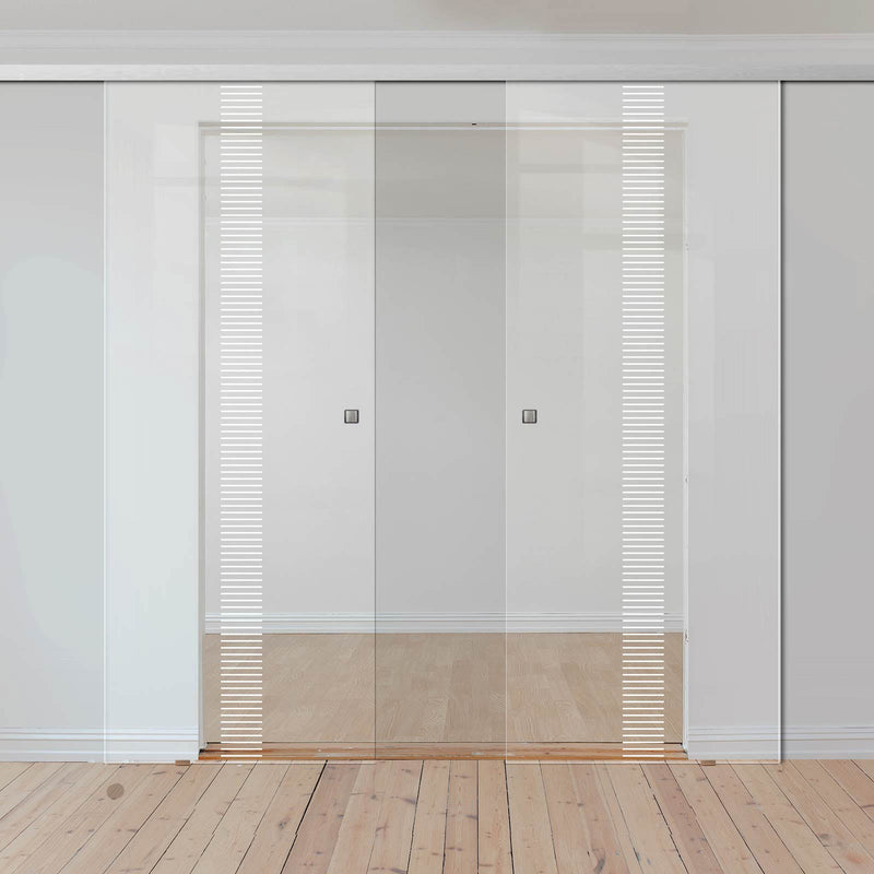 Double Glass Sliding Door - Duns 8mm Clear Glass - Obscure Printed Design - Planeo 60 Pro Kit