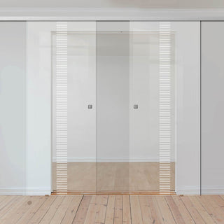 Image: Double Glass Sliding Door - Duns 8mm Clear Glass - Obscure Printed Design - Planeo 60 Pro Kit