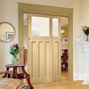 Pass-Easi Two Sliding Doors and Frame Kit - DX 1930's Oak Door - Obscure Glass - Prefinished