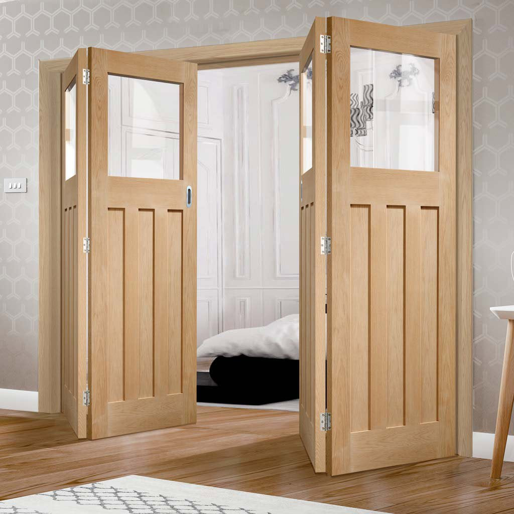 Bespoke Thrufold DX Oak 1930's Style Glazed Folding 2+2 Door