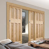 Three Sliding Doors and Frame Kit - DX 60's Nostalgia Oak Panel Door - Unfinished