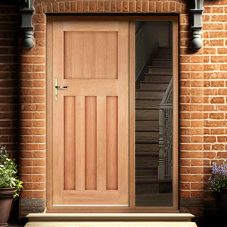 Image: DX30's Style External Hardwood Front Door and Frame Set - One Unglazed Side Screen