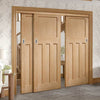 Pass-Easi Three Sliding Doors and Frame Kit - DX Oak Panel Door - 1930's Style