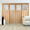 Pass-Easi Four Sliding Doors and Frame Kit - DX 1930's Oak Door - Obscure Glass - Prefinished