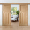 Double Sliding Door & Wall Track - DX Oak Panel Door - 1930's Style