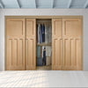 Four Sliding Maximal Wardrobe Doors & Frame Kit - DX Oak Panel Door - 1930's Style