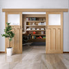 Double Sliding Door & Wall Track - DX 1930's Oak Door - Obscure Glass - Prefinished