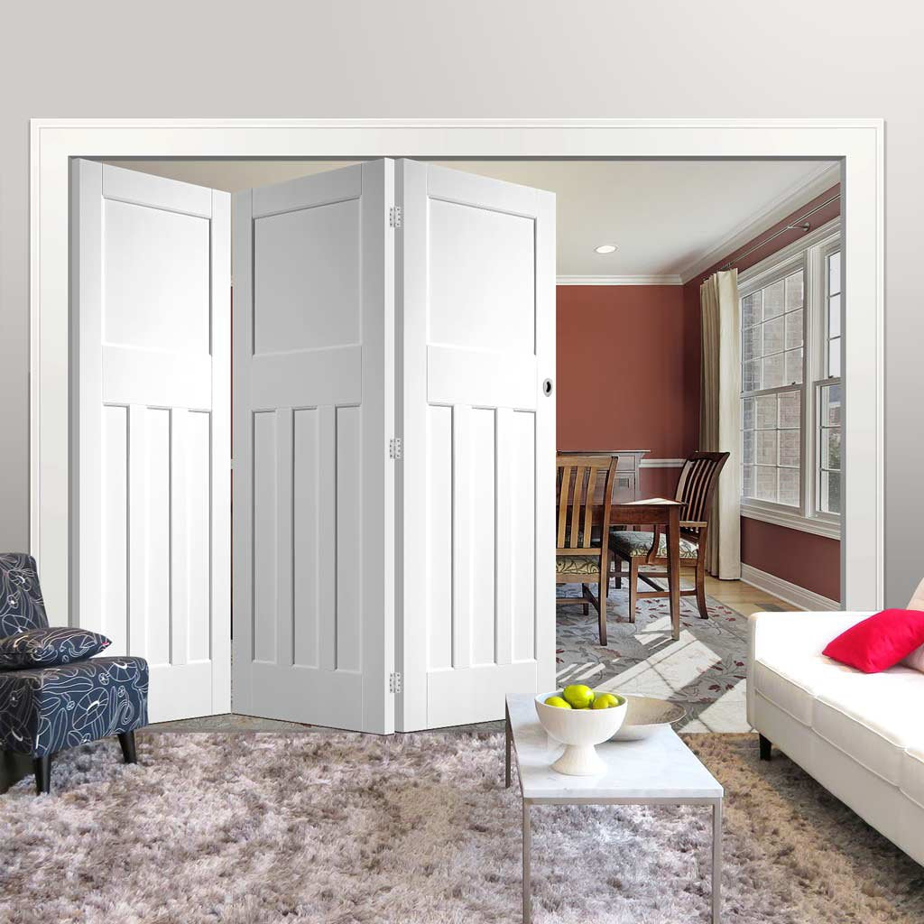 Three Folding Doors & Frame Kit - DX30's 3+0 Folding Panel Door - White Primed