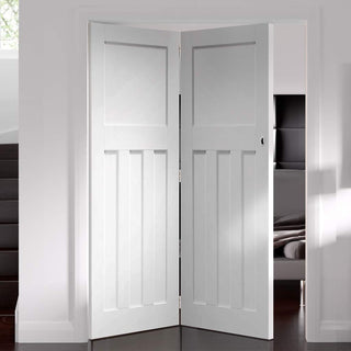 Image: Bespoke Thrufold DX 1930's White Primed Panel Folding 2+0 Door