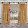 Double Sliding Door & Track - Rustic 1930 DX Shaker Oak Doors - Prefinished