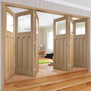 Image: Bespoke Thrufold DX Oak 1930's Style Glazed Folding 3+3 Door