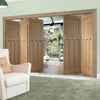 Five Folding Doors & Frame Kit - DX Oak 1930's Panel 3+2 - Unfinished