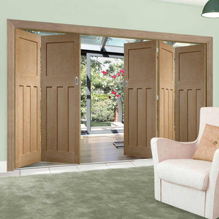 Image: Bespoke Thrufold DX Oak Panel Folding 3+2 Door 1930's Style