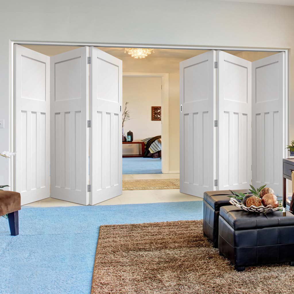 Six Folding Doors & Frame Kit - DX 1930's Panel 3+3 - White Primed