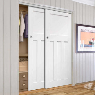 Image: Bespoke Thruslide DX 1930's 2 Door Wardrobe and Frame Kit - White Primed - White Primed