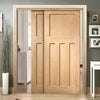 Two Sliding Doors and Frame Kit - DX 1930'S Oak Panel Door - Prefinished