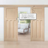 Double Sliding Door & Wall Track - DX Oak Panel Door - 1930's Style