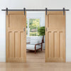 Double Sliding Door & Black Barn Track - DX 1930'S Oak Panel Door - Prefinished