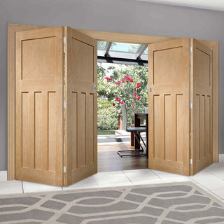 Image: Bespoke Thrufold DX Oak Panel Folding 2+2 Door 1930's Style