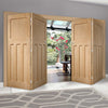 Bespoke Thrufold DX Oak Panel Folding 2+2 Door 1930's Style