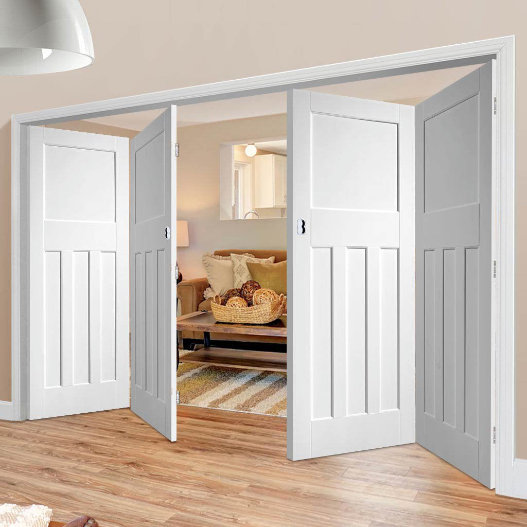 Four Folding Doors & Frame Kit - DX30's 2+2 Folding Panel Door - White Primed