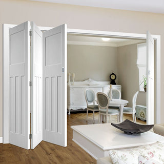 Image: Four Folding Doors & Frame Kit - DX30's 3+1 Folding Panel Door - White Primed