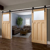 Double Sliding Door & Arrowhead Black Track - DX Oak Door - Obscure Glass - 1930's Style - Unfinished