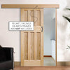 Single Sliding Door & Wall Track - DX 60's Nostalgia Oak Panel Door - Unfinished