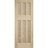 Four Sliding Wardrobe Doors & Frame Kit - DX 60's Nostalgia Oak Panel Door - Unfinished