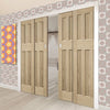 DX 60's Nostalgia Oak Veneer Staffetta Quad Telescopic Pocket Doors