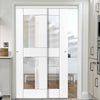 Two Sliding Doors and Frame Kit - Eccentro White Primed Door - Clear Glass