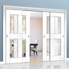 Four Sliding Doors and Frame Kit - Eccentro White Primed Door - Clear Glass