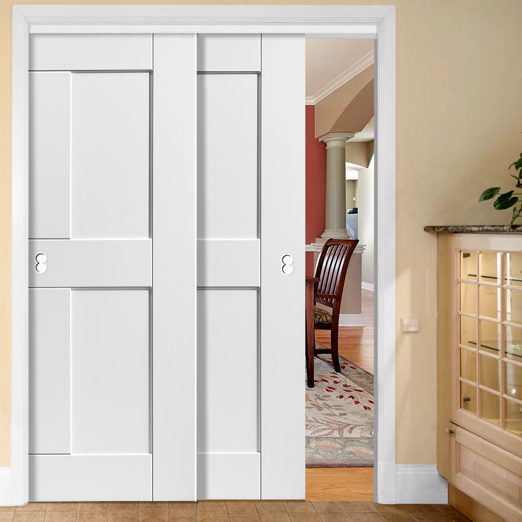 Two Sliding Doors and Frame Kit - Eccentro White Primed Door