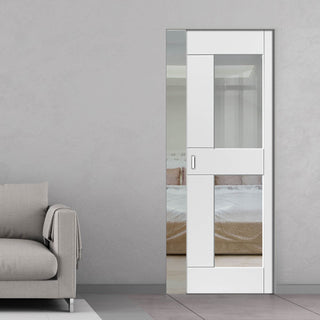 Image: Eccentro White Absolute Evokit Pocket Door - Clear Glass - Prefinished