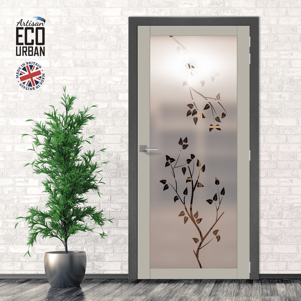 Eco-Urban Artisan Door - Birch Tree 6mm Obscure Glass - Clear Printed Design - 4 Premium Primed Colour Choices
