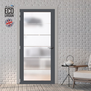 Image: Artisan Solid Wood Internal Door - Drem 6mm Obscure Glass - Clear Printed Design - Eco-Urban® 6 Premium Primed Colour Choices