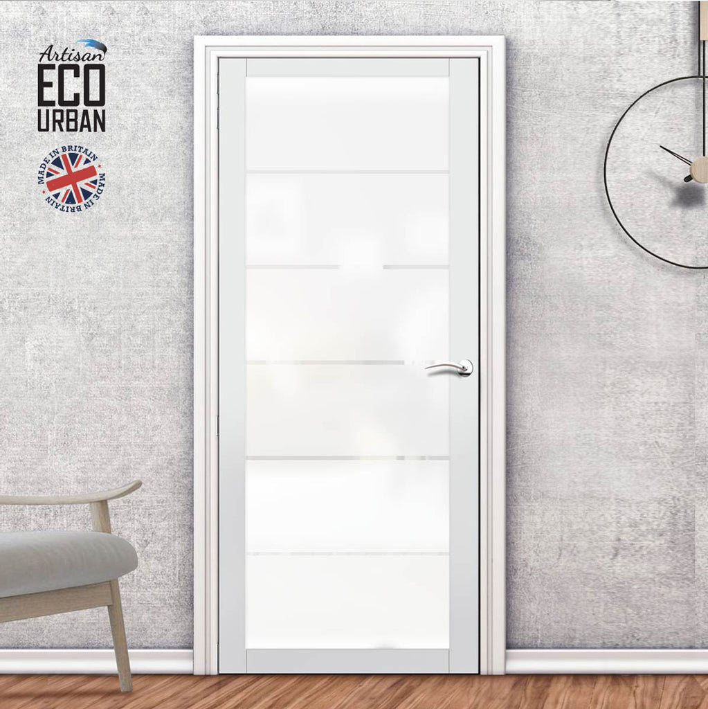 Artisan Solid Wood Internal Door - Drem 6mm Obscure Glass - Obscure Printed Design - Eco-Urban® 6 Premium Primed Colour Choices