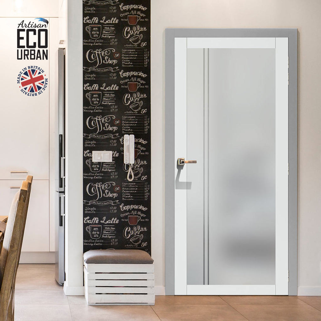 Eco-Urban Artisan Door - Gogar 6mm Obscure Glass - Clear Printed Design - 4 Premium Primed Colour Choices