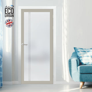 Image: Artisan Solid Wood Internal Door - Gogar 6mm Obscure Glass - Obscure Printed Design - Eco-Urban® 6 Premium Primed Colour Choices