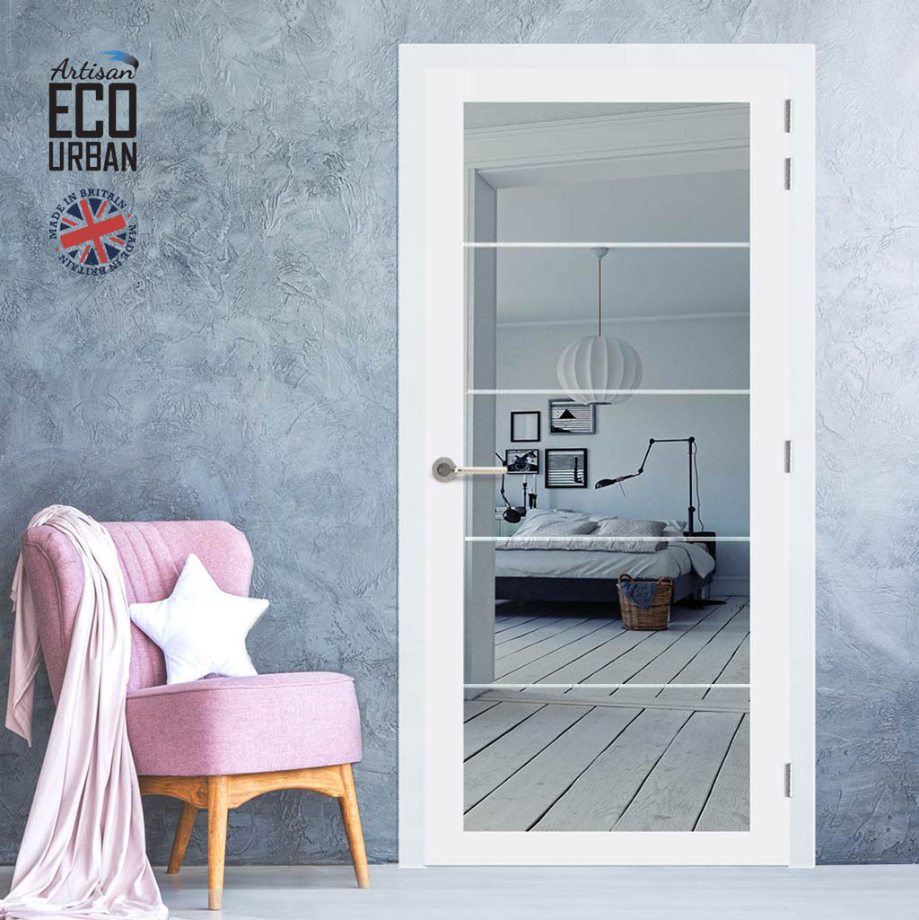 an Artisan Eco-Urban interior door, specifically a glazed door with multiple horizontal panes