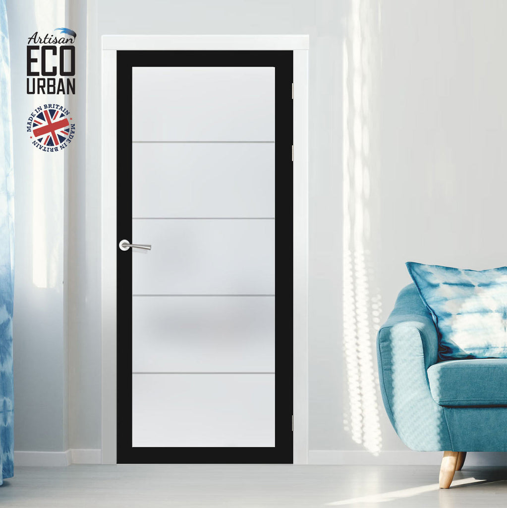 Artisan Solid Wood Internal Door - Gullane 6mm Obscure Glass - Obscure Printed Design - Eco-Urban® 6 Premium Primed Colour Choices